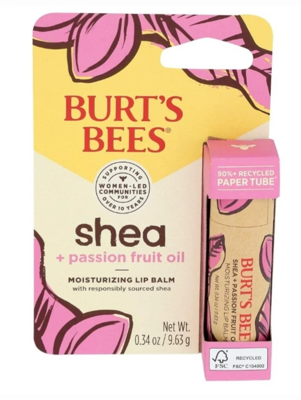 *NEW*SEALED*Burt's Bees Shea + Passion Fruit Oil Moisturizing Lip Balm 0.34 Oz